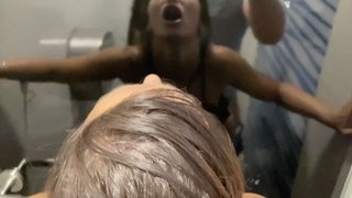Angela Doll - Le chupo la verga a un tío en el cine y le pido que me folle la boca en el baño